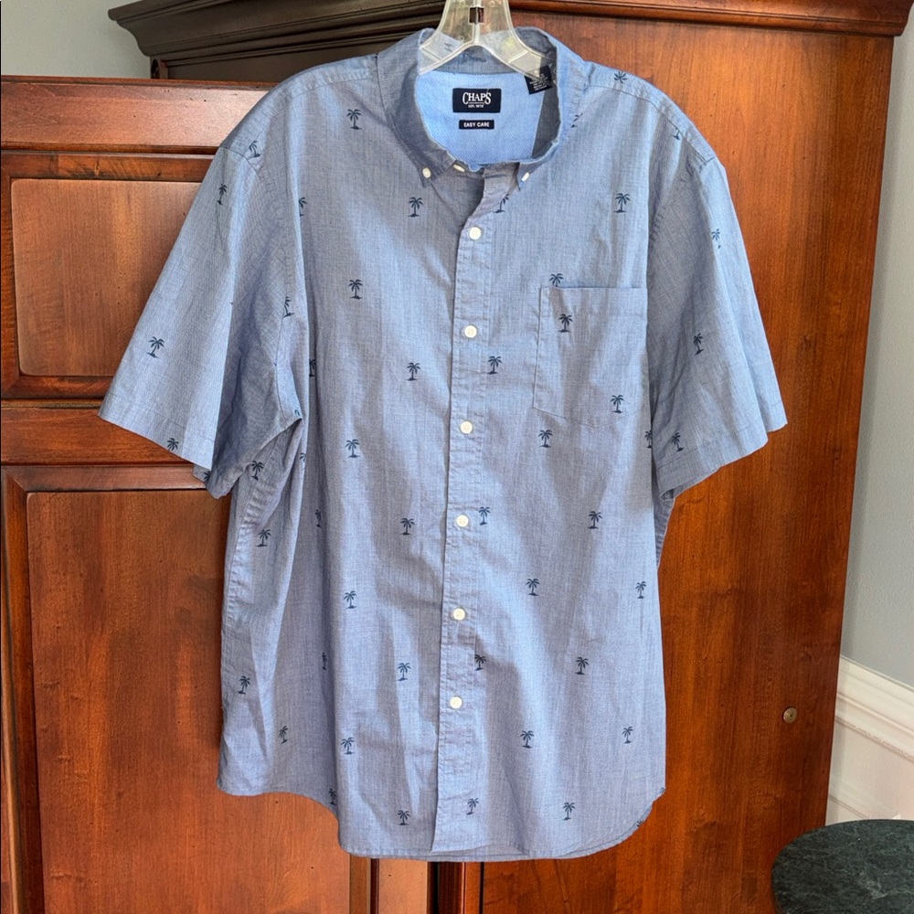 Chaps Palm Tree Woven Shirt Sleeve Button Down Shirt - Picture 6 of 10